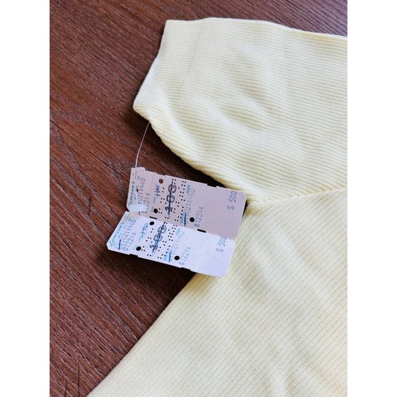 NOS VTG 70s Ribbed Knit Blank Short Sleeve T Shirt Blouse Yellow - Picture 6 of 6